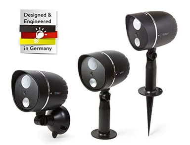 Technaxx LED Lampe mit Kamera TX-106 – Überwachungskamera Außen - batteriebetrieben-Videoaufnahme, Ton, Akku, Außenleuchte, Bewegungsmelder, HD, Garten, Haus, IP65, PIR-Auslösezeit 1–1,5 Sek, Schwarz