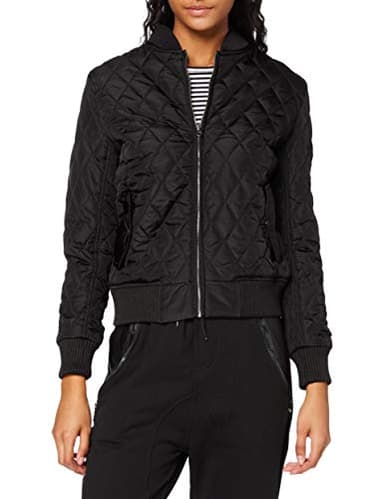 Urban Classics Damen Ladies Diamond Quilt Nylon t Steppjacke Jacke, Schwarz (Black 7), 38 (Herstellergröße: M)