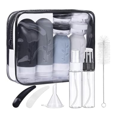 Mezzar 16 Stück Reiseflaschen Zum Befüllen, Set of Silikon Reiseflaschen de 100ml, Reise Behälter für Shampoo, Lotion, Haarspülung, Duschgel, mit Etiketten，Auslaufsichere Travel Bottles