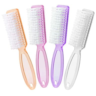 4 Stück Nagelreinigungsbürsten, Larbois Kunststoffgriff Schrubberbürste Fingernagelbürste mit weichen Borsten Nagel Maniküre Staubbürste für Hand Zehen Nagel Haus Garten Salon verwenden