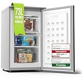 Stillstern Gefrierschrank E (73L) 4-Sterne-Gefrierfach -18°C, geringer Energieverbrauch, 3 Fächer, stufenlos regelbare Temperatur, wechselbarer Türanschlag, Gefrierschrank Klein, Tiefkühlschrank