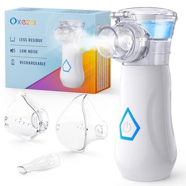 Oxeza Tragbares Inhalationsgerät, USB-C Inhalator für Zuhause & Reisen mit Selbstreinigungs, 2 Masken für Erwachsene & Kinder, Handheld Inhaliergerät Einfach zu Bedienen