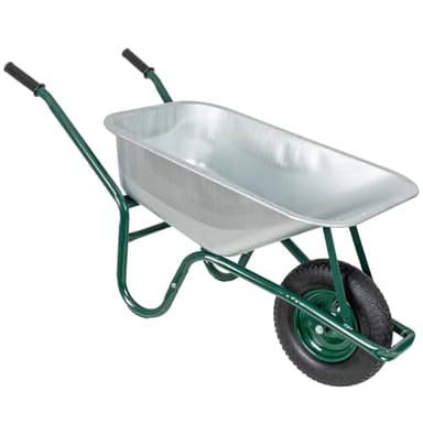 VOSS.farming Schubkarre 100 Liter, 250kg Traglast, Bauschubkarre, Gartenschubkarre, verzinkte Wanne, Luftrad mit Metallfelge