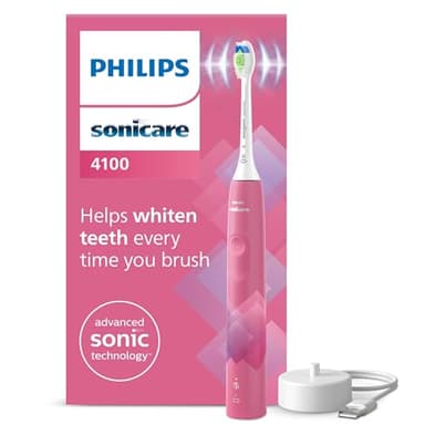 Philips Sonicare 4100 elektrische Zahnbürste mit Schalltechnologie und zwei Modi, Andruckkontrolle und SmarTimer, Paradise Pink Prismatic, Modell HX3689/41