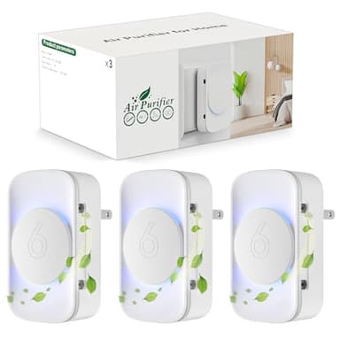 Jostart Ionisator luftfilter Wohnung,3 Pack Leise Raumluftreiniger Raucherzimmer Klein für Rauch Haustiere Formaldehyd und Geruch