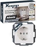 Kopp Athenis Schutzkontakt-Steckdose Unterputz, 250 V, 1-fach mit Berührungsschutz, rein-weiß, 940029084