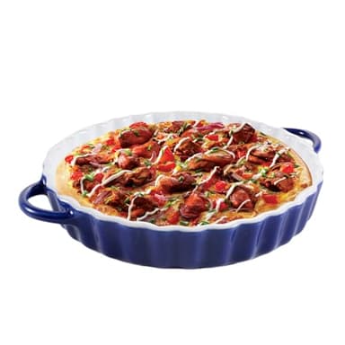 Calenxy 26 CM Tiefe Keramik-Kuchenform mit Griffen​​, Tarteform aus Keramik für Pie, Quiche & Tartes, Pizza, Nudeln, Grill, Antihaft-Beschichtung, Mikrowellen-, Ofengeeignet