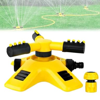 360º Sprinkler automatisch für Bewässerung,Rasensprenger,Rasensprenger Große Flächen,Rasensprenger für Gleichmäßige Bewässerung,Automatische Rotierende Sprinkler 3 Arm Sprenger (1/ Set)
