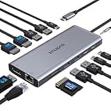 USB C Docking Station Dual Monitor,Triple Display USB C Dock, 14 in 1 Laptop Dockingstation mit 2 * 4K HDMI,DP/Displayport,Ethernet,4*USB,100W PD,USB-C Data,SD/TF,Audio/Mic für Dell HP Lenovo etc