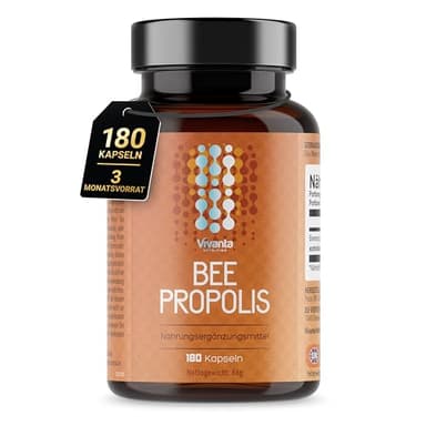 Propolis Kapseln – Hochdosierte Bee Propolis 5:1 Extrakt aus 2.000mg Rohpropolis – 3-Monatsvorrat – 180 Kapseln