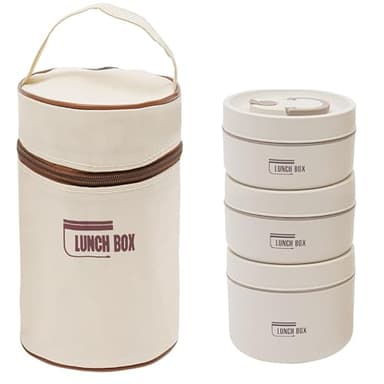 Accmuzzy Thermo Lunchbox Edelstahl,Thermobehälter für Essen mit Thermotasche und Besteck,Thermo Essensbehälter Auslaufsicher,Warmhaltebehälter Essen für Kinder und Erwachsene,440ml&600ml (3)