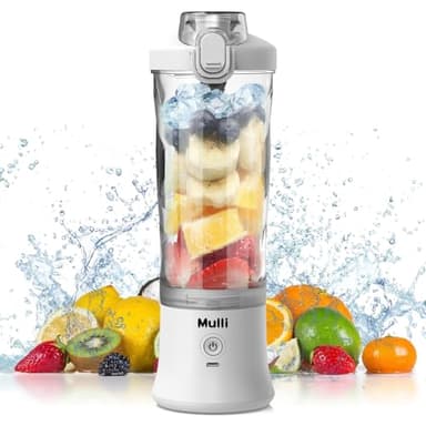 Mulli Tragbarer Mixer,Neu gestartet persönlicher Mixer für Shakes und Smoothies, wiederaufladbarer Mini-Mixer,600ml mit Reisedeckel für Zuhause/Küche/Fitnessstudio