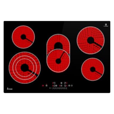 KKT KOLBE Glaskeramik Kochfeld 80 cm | Autark | 8,7 kW | 5 Zonen | 9 Stufen | Bräterzone | Dreifachzone | Rahmenlos | Timer | Restwärmeanzeige | Rahmenlos | CH7705RL