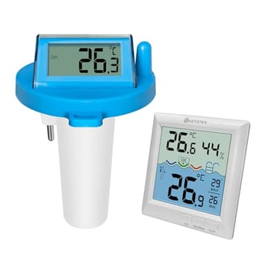 KETOTEK Poolthermometer Schwimmend Funk Thermometer Pool Digital Wassertemperaturmesser Pool Funkthermometer Schwimmendes Innen- und Außenthermometer für Schwimmbad, Badewanne, Teich und Aquarium