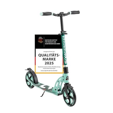 SIX DEGREES Aluminium Scooter mit Klappmechanismus u. Ständer, 205 mm, höhenverstellb., GS-geprüft, Mint, TESTSIEGER