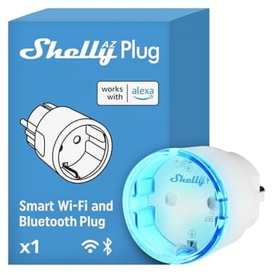 Shelly AZ Plug Weiß - WLAN Smarte-Steckdose, Leistungsmessung, 12A, 2500W, Frustration-Free Setup, Zeitschaltuhr, Alexa-Zertifizierter Stecker, Smart Home, Kein Hub Erforderlich, Heizung & Kühlung