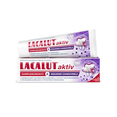 LACALUT aktiv Zahnfleischschutz & Gesunder Zahnschmelz 75ml - Medizinische Zahnpasta für starken Zahnschmelz, gesundes Zahnfleisch & natürlich weisse Zähne