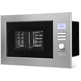 Bomann® 3in1 Einbau Mikrowelle mit Grill und Heißluft | Microwave mit 25L Garraum | 8 Automatikprogramme | Auftaufunktion | inkl. Grillrost und Drehteller (Ø 27 cm) | 900W | MWG 3001 H EB Edelstahl