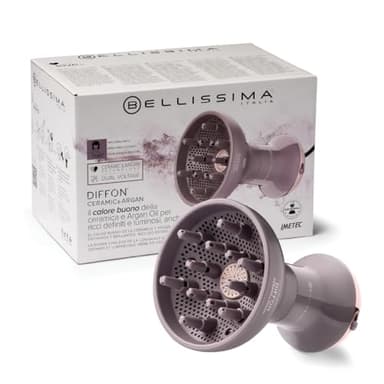 Bellissima Diffon Ceramic & Argan, Diffusor für lockiges Haar mit Arganöl für definierte, glänzende und mit Feuchtigkeit versorgte Locken – Anti-Frizz, sanftes Trocknen, doppelte Spannung