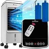 tectake® Mobiles Klimagerät 3in1, Ventilator, Air Conditioner ohne Abluftschlauch, mobile Klimaanlage mit Fernbedienung und Timer, portable Kühlung und Luftbefeuchter für Schlafzimmer oder Büro