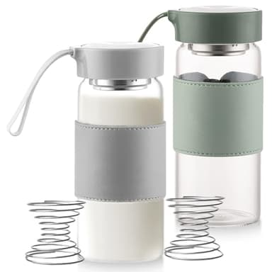 VEGOATY 2er Pack Premium Glas Shaker Proteinshake, 500 ml Eiweiß Shaker BPA-freie Glasflasche, Nachhaltiger Protein Shaker aus Glas, Geschmacksneutral & auslaufsicher für Eiweiß- & Sportget