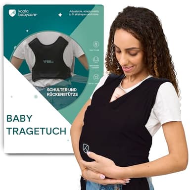 Koala Babycare Tragetuch Baby Neugeborene - Einfach Anzuziehen für Mütter und Väter - Babytrage Multi-Use Bis 9kg - Babytragetuch Schwarz