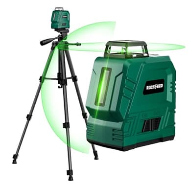 Laser-Wasserwaage mit 1,2m-Stativ, RockSeed 1x360° Horizontal und 1x150° Vertikal Grüner Linie Selbstnivellierende Kreuzlinienlaser,Wiederaufladbarer Linienlaser, zum Bilder Aufhängen/Wandkonstruktion
