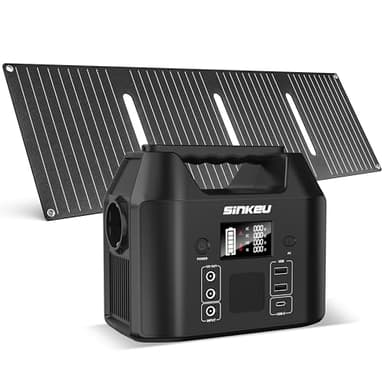 SinKeu 96Wh Tragbare Powerstation mit Solarpanel 40W, 30000mAh LiFePO4-Akku Solargenerator mit 230V 150W AC Steckdose/12V DC/USB, Notstromversorgung für Camping, Picknicks, Garten, Notfälle