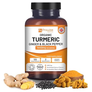 Kurkuma Curcumin 1440 mg mit schwarzem Pfeffer und Ingwer I 120 Vegane Kurkuma-Kapseln Hochfest (2 Monate Lieferung)