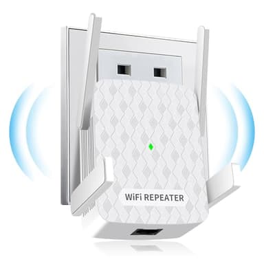 WLAN Verstärker, 1200Mbit/s WiFi Repeater Dual Band 5GHz + 2.4GHz, WiFi Verstärker deckt bis zu 200 m², WiFi Booster mit Ethernet Anschluss, Unterstützung WPS, Kompatibel zu Allen WLAN Geräten