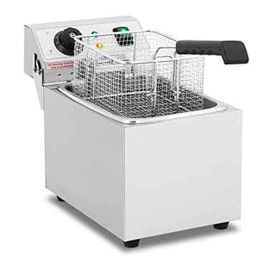 Royal Catering Fritteuse Elektro-Fritteuse (Kapazität 8 L, 3200 W, Temperaturbereich: 50-200 °C, Kaltzone, mit Deckel)