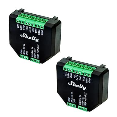 Shelly Plus Add-On 2er Pack, Smart Home Schnittstelle Plus Relais, Digitale Steuerung via WLAN & App, WiFi Hausautomation, 3,3V, Anwendbar für DS18B20- & DHT22-Sensoren