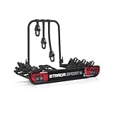 Atera 022695 PKW Fahrradträger Strada Sport 3, Auto-Kupplungsträger mit Leuchten - für 3 Fahrräder - Black Edition