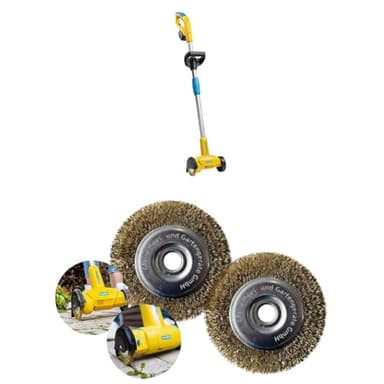 GLORIA WeedBrush li-on Vorrats-Set | Akku Fugenreiniger inkl. 3x Stahldraht-Fugenbürste | Elektrische Unkrautbürste für Pflasterfugen & Gehwege | Für BOSCH 18V Akku (nicht enthalten)