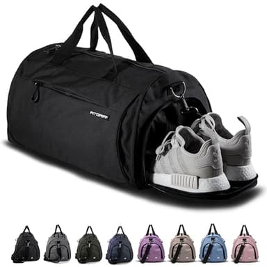 Fitgriff® Sporttasche & Reisetasche für Damen und Herren - mit Schuhfach & Nassfach - Tasche für Sport, Fitness & Reisen - Trainingstasche, Gym Bag (Black, 58 x 31 x 31 cm (Medium))
