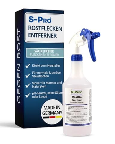 S-Pro - RostGo pH- neutraler Rostentferner 750ml - Effizientes Spray gegen Rostflecken auf porösen Steinoberflächen für innen & außen - Für Steinfließen, Sandstein, Marmor, Naturstein usw.
