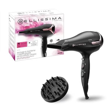 Bellissima Haartrockner K9 2300 hält das Haar mit Feuchtigkeit ohne Friseffekt, 2300 W, Ionen-Technologie, 8 Kombinationen Luftstrom, Lockenstab