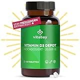 Vitabay Vitamin D3 Depot 20.000 I.E. - 120 Vegane Tabletten Hochdosiert & Vegan - ohne unerwünschte Zusätze - Trägt zur Unterstützung des Immunsystems und zur Erhaltung normaler Knochen bei