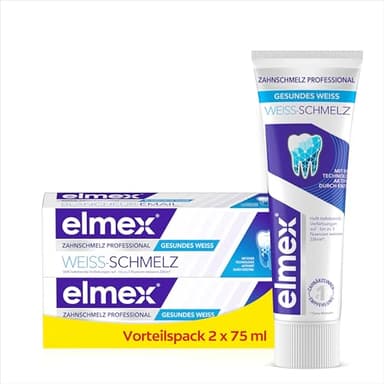 elmex Zahnpasta Opti-Schmelz Professional Weiss-Schmelz 2x75ml - starker Zahnschmelz und weißere Zähne mit weniger Verfärbungen