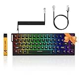 MAMBASNAKE x Attack Shark X68HE Mechanische Tastatur mit Magnetschalter und Rapid Trigger, 0,01 mm einstellbare Betätigung, kabelgebundene 60% Gaming-Tastatur mit Spiralkabel, 8000 Hz, RGB(schwarz)