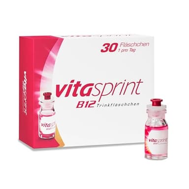 Vitamin B12 - Vitasprint B12 Trinkfläschchen, 30 St. – Mit hochdosiertem Vitamin B12 und wertvollen Eiweißbausteinen für mehr geistige und körperliche Energie und weniger Müdigkeit und Erschöpfung