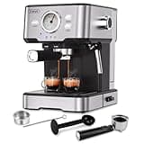 Gevi 15 Bar Espresso Kaffeemaschine Espressomaschine mit professionellem Milchaufschaumdüse,Edelstahl-Espressomaschinen für Cappuccino,Latte & Macchiato,1,5L Wassertank, schwarz