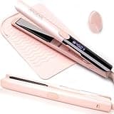 ANGENIL Haare Glätteisen 2.5 cm, Keramik Titan Ion Glätten Locken und Glätten, Dual-Spannung Glätteisen und Lockenstab 2 in 1, 160-230 ℃ Haarglätter, mit Hitzebeständige Silikonmatte