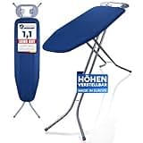 SCHWANFELD® Premium Bügelbrett 114x34cm Bügelfläche [EXTRA STABIL & HÖHENVERSTELLBAR ] - Bügelbrett für Dampfbügelstation - Bügeltisch mit rutschfesten Füßen - Ironing Board mit Ablage (Made in EU)