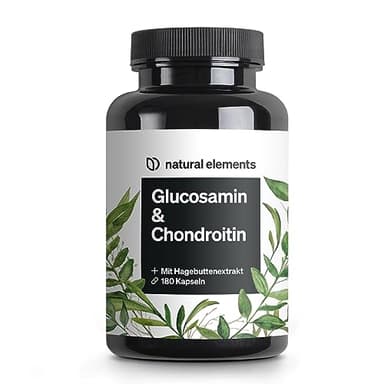 natural elements Glucosamin & Chondroitin – 180 Kapseln – mit Vitamin C für eine normale Kollagenbildung* – hochdosiert, ohne unnötige Zusätze – in Deutschland produziert & laborgeprüft