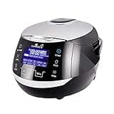 Yum Asia Sakura Reiskocher mit Keramikschale und Advanced Fuzzy Logic (8 Tassen, 1,5 Liter), 6 Reiskochfunktionen, 6 Multikocherfunktionen, Motouch LED-Display, 220-240V EU (schwarz und Silber)