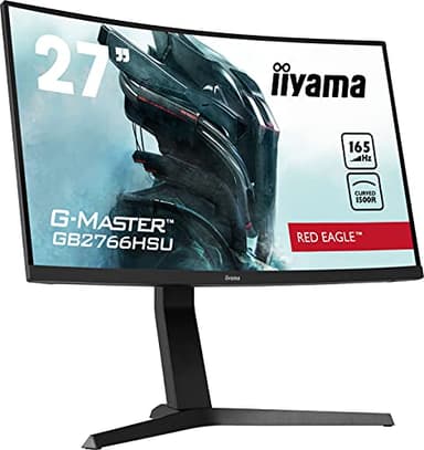 iiyama G-Master Red Eagle GB2766HSU-B1 Curved 68,5cm 27" VA LED Gaming Monitor Full-HD HDMI DP USB2.0 1ms Reaktionszeit 165Hz FreeSync-Premium Höhenverstellung Pivot schwarz