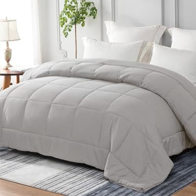 Yebeda 4 Jahreszeiten Bettdecke in 135x200 cm Hellgrau, Atmungsaktive und Weiche Ganzjahres Steppdecke Schlafdecke