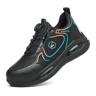 AiryMotion Arbeitsschuhe Herren S3 Sicherheitsschuhe Damen Wasserdicht Leicht Stahlkappenschuhe Drehknopf rutschfeste Atmungsaktive Safety Shoes Blackgreen 39 EU