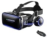 VR Brille für Handy mit Fernbedienung, with Headset & 3D VR Brille Virtual Reality Brille PC Unterhaltung Anti-Blaulicht fit iPhone & Android 4,5-6,8 Zoll